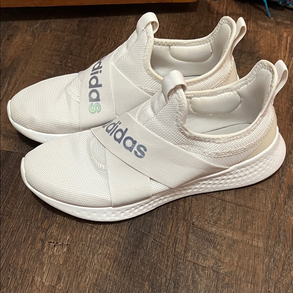 Adidas White and Gray Slip-On Shoes